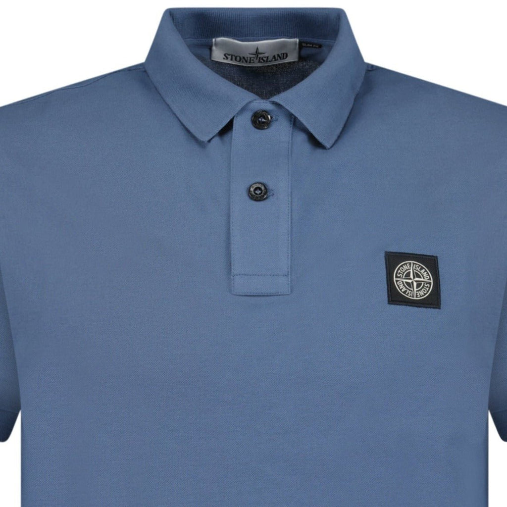 Stone Island Patch Polo T-Shirt Slim Fit Avio Blue - Boinclo ltd - Outlet Sale Under Retail
