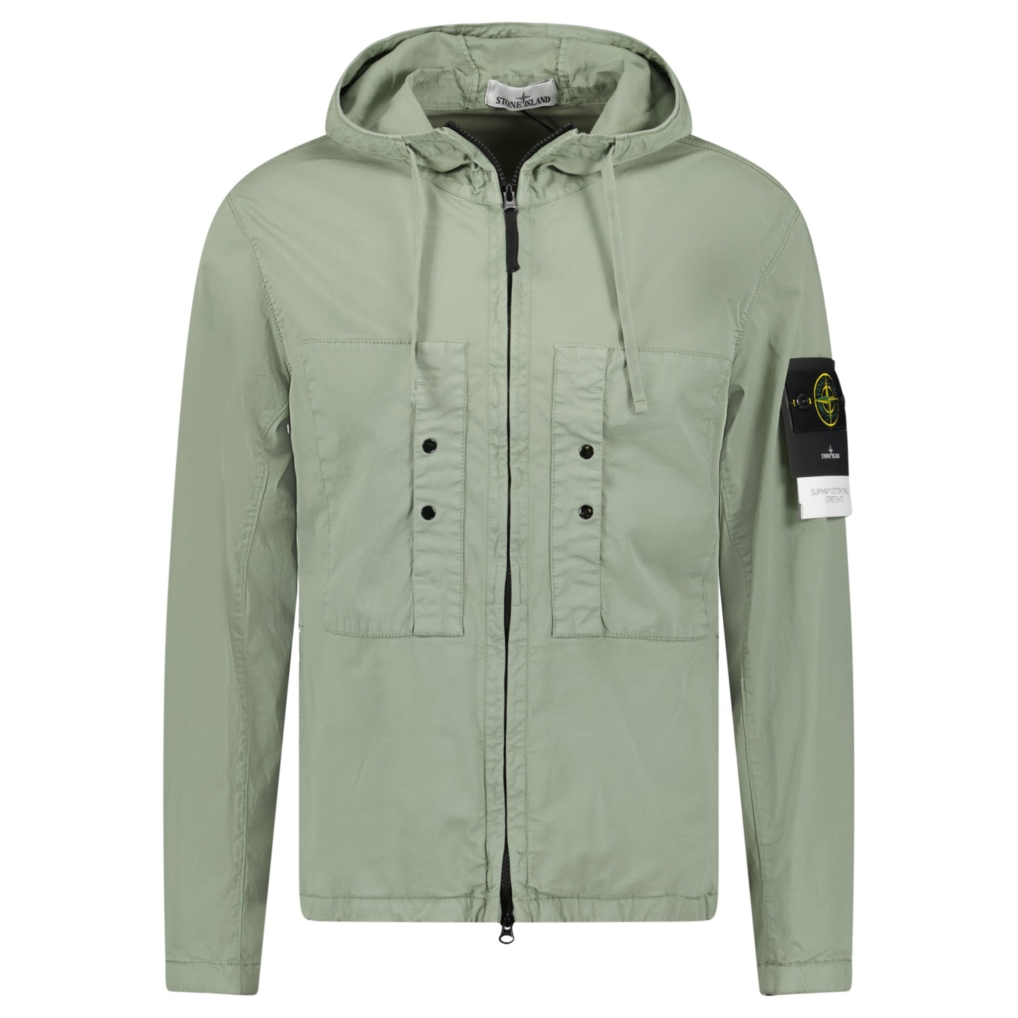 Color variation of Sage Green Chest Pocket Hooded Jacket