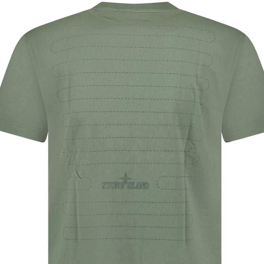 Stone Island Seasonal Quilting One Print Cotton T-Shirt Sage Green - Boinclo - Outlet Sale Under Retail