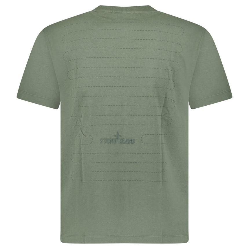 Stone Island Seasonal Quilting One Print Cotton T-Shirt Sage Green - Boinclo - Outlet Sale Under Retail