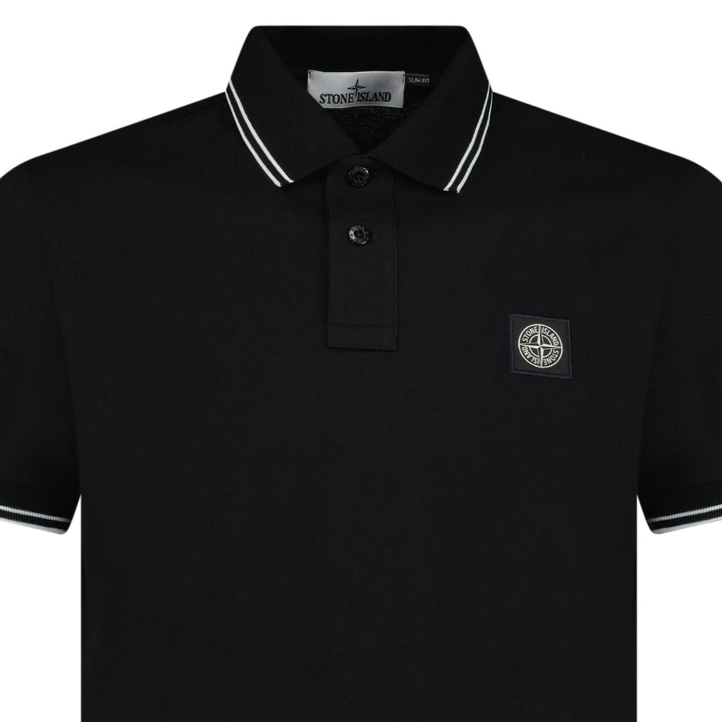 Stone Island Stripe Collar Polo T-Shirt Slim Fit Black - Boinclo ltd - Outlet Sale Under Retail