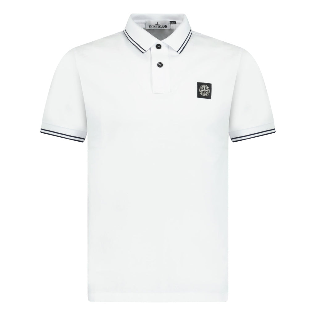 Stone Island Stripe Collar Polo T-Shirt Slim Fit White - Boinclo ltd - Outlet Sale Under Retail