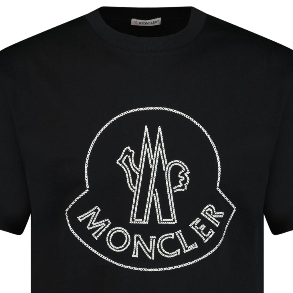 (Womens) Moncler Large Embroidered Logo T shirt Black - Boinclo ltd - Outlet Sale Under Retail