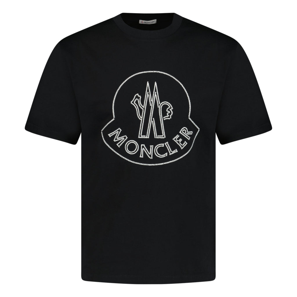 (Womens) Moncler Large Embroidered Logo T shirt Black - Boinclo ltd - Outlet Sale Under Retail