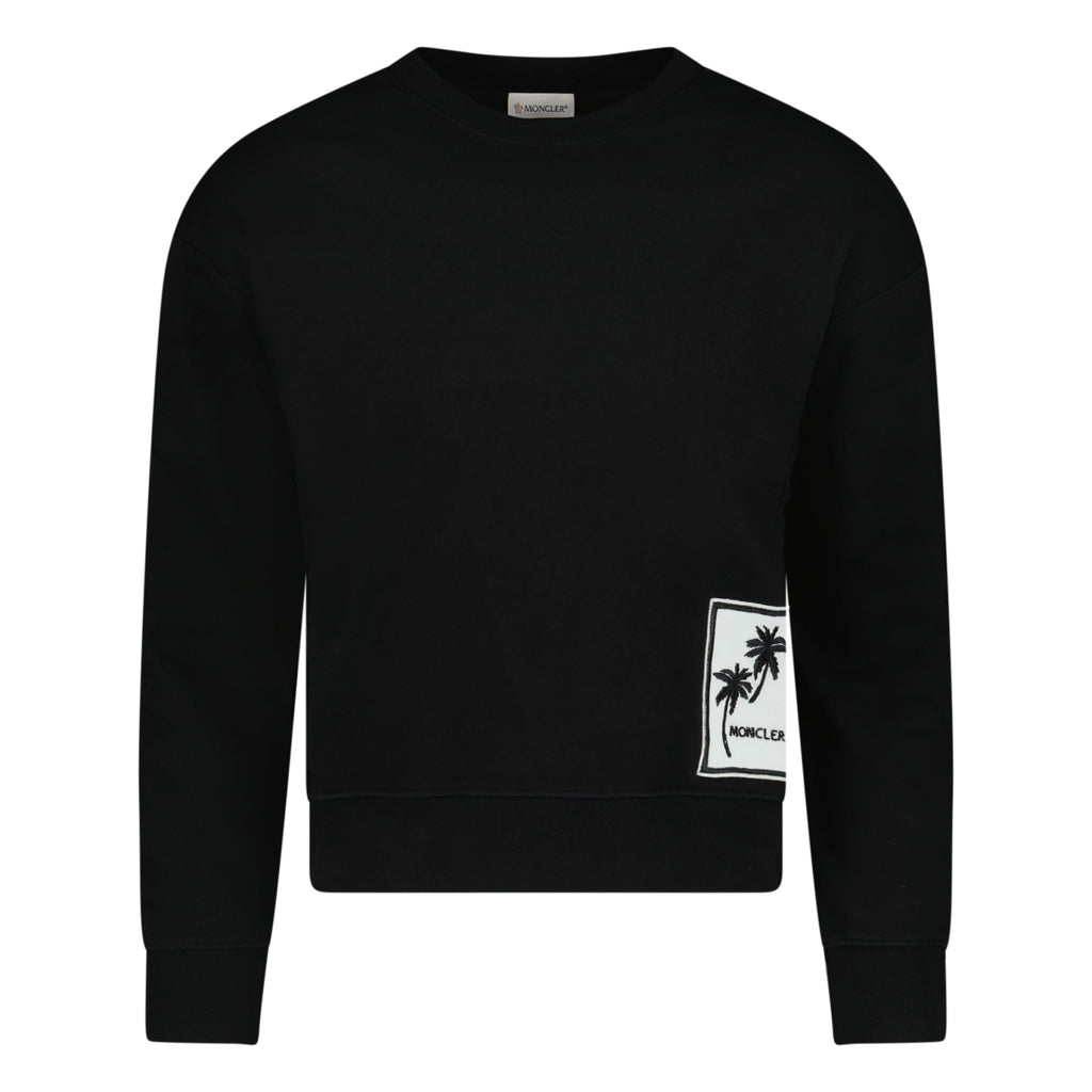 (Womens) Moncler Palm Logo Cropped Sweatshirt Black - Boinclo ltd - Outlet Sale Under Retail