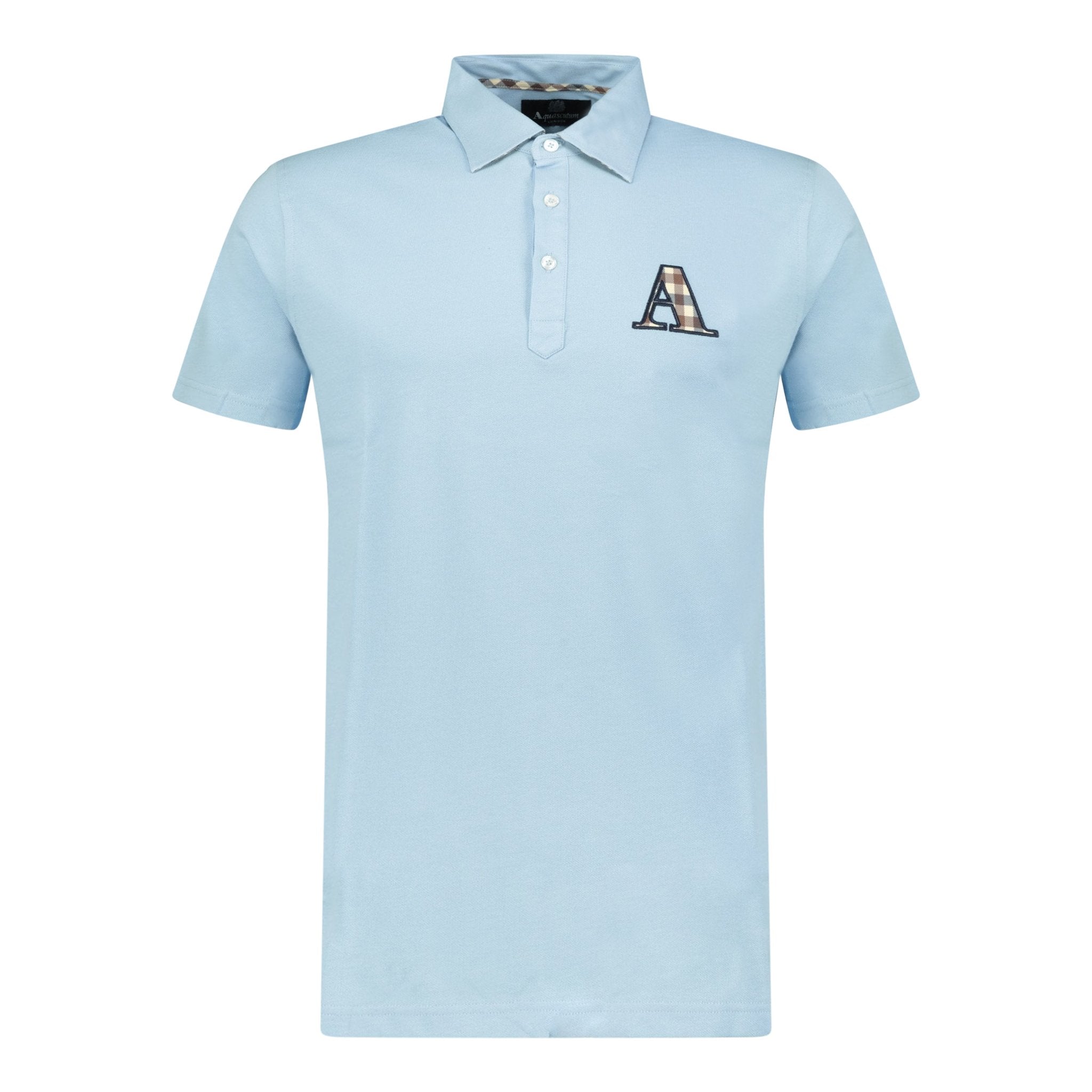 Aquascutum A Check Embroidery Logo T-Shirt Blue