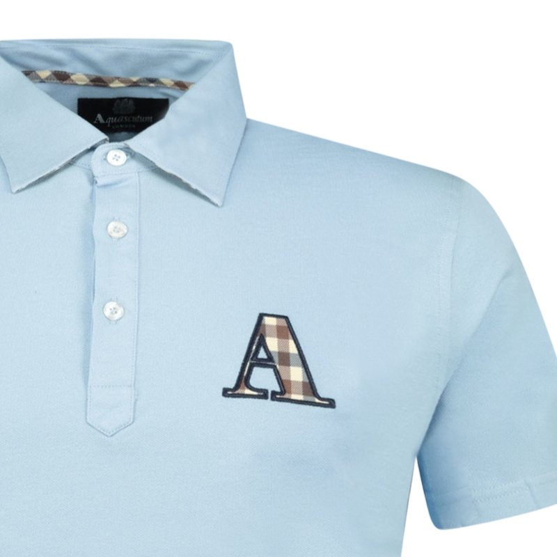 Aquascutum A Check Embroidery Logo T-Shirt Blue - Boinclo ltd - Outlet Sale Under Retail