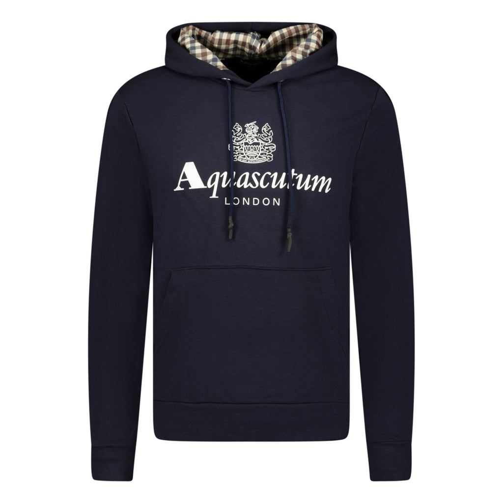Aquascutum Check Hood Sweatshirt Navy - Boinclo ltd - Outlet Sale Under Retail