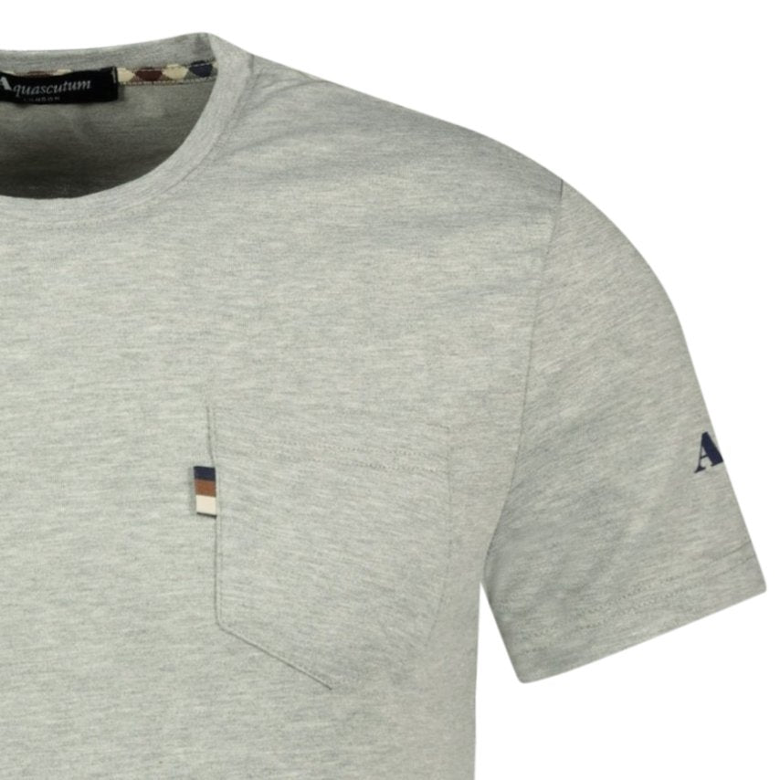 Aquascutum Check Logo Pocket T-Shirt Grey - Boinclo ltd - Outlet Sale Under Retail