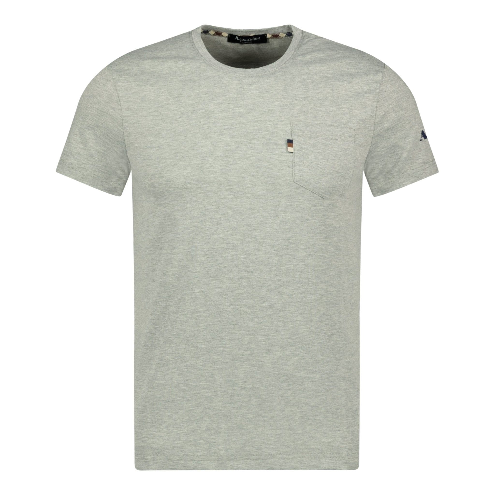 Aquascutum Check Logo Pocket T-Shirt Grey