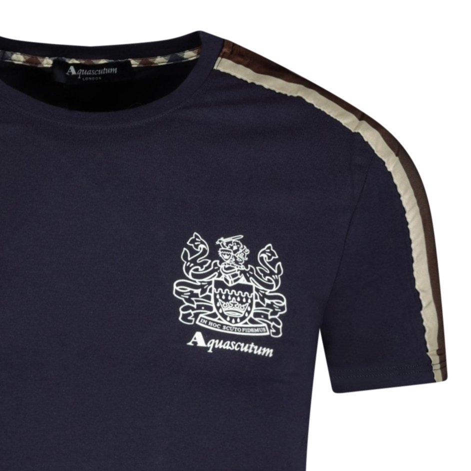 Aquascutum Check Stripe T-Shirt Navy - Boinclo ltd - Outlet Sale Under Retail