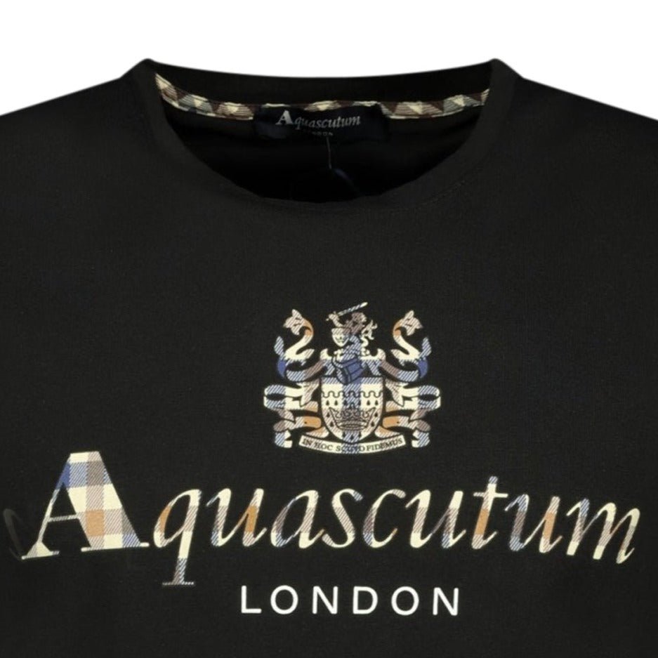 Aquascutum Chest Check Logo T-Shirt Black - Boinclo ltd - Outlet Sale Under Retail