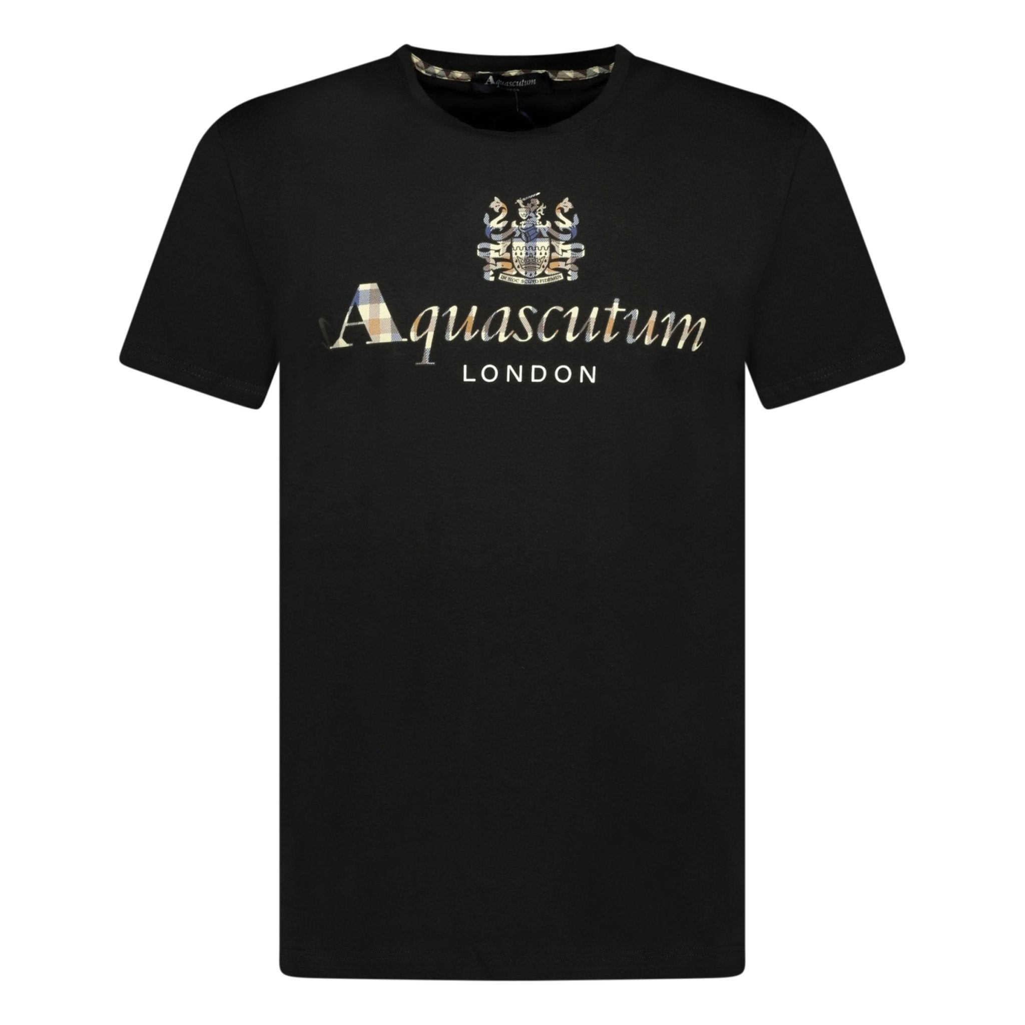 Aquascutum Chest Check Logo T-Shirt Black