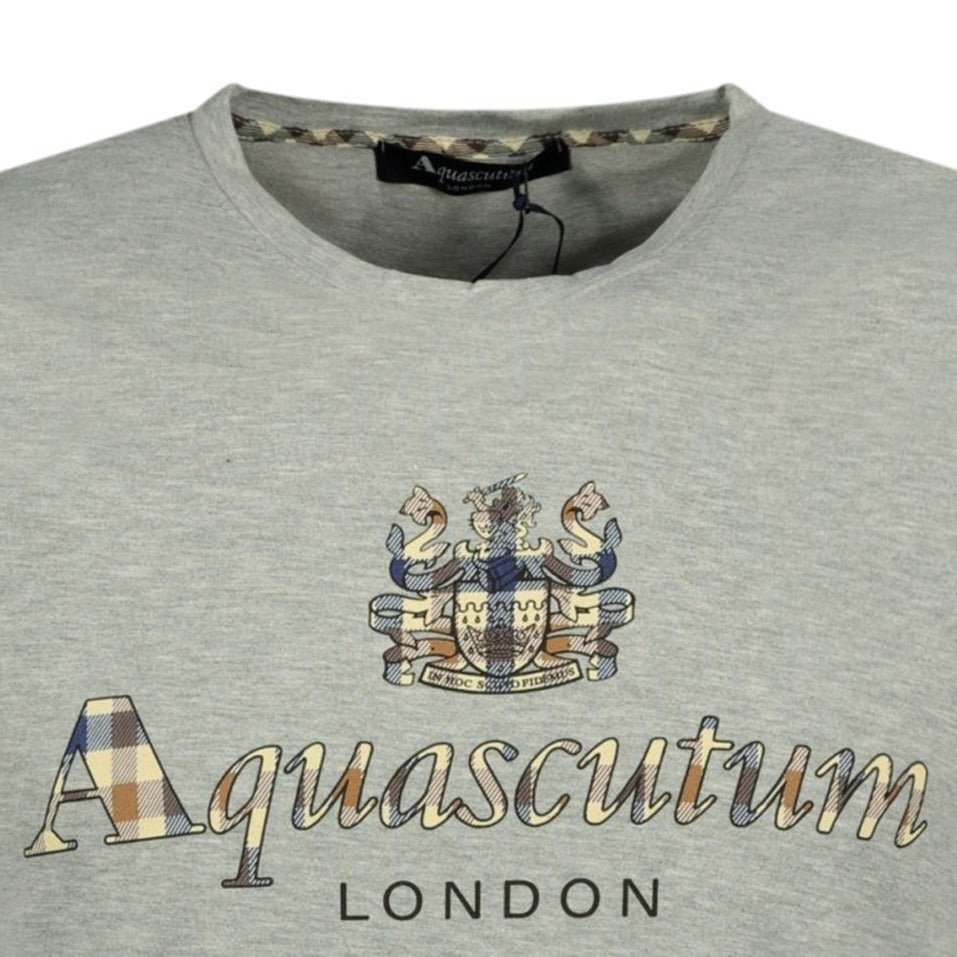 Aquascutum Chest Check Logo T-Shirt Grey - Boinclo ltd - Outlet Sale Under Retail