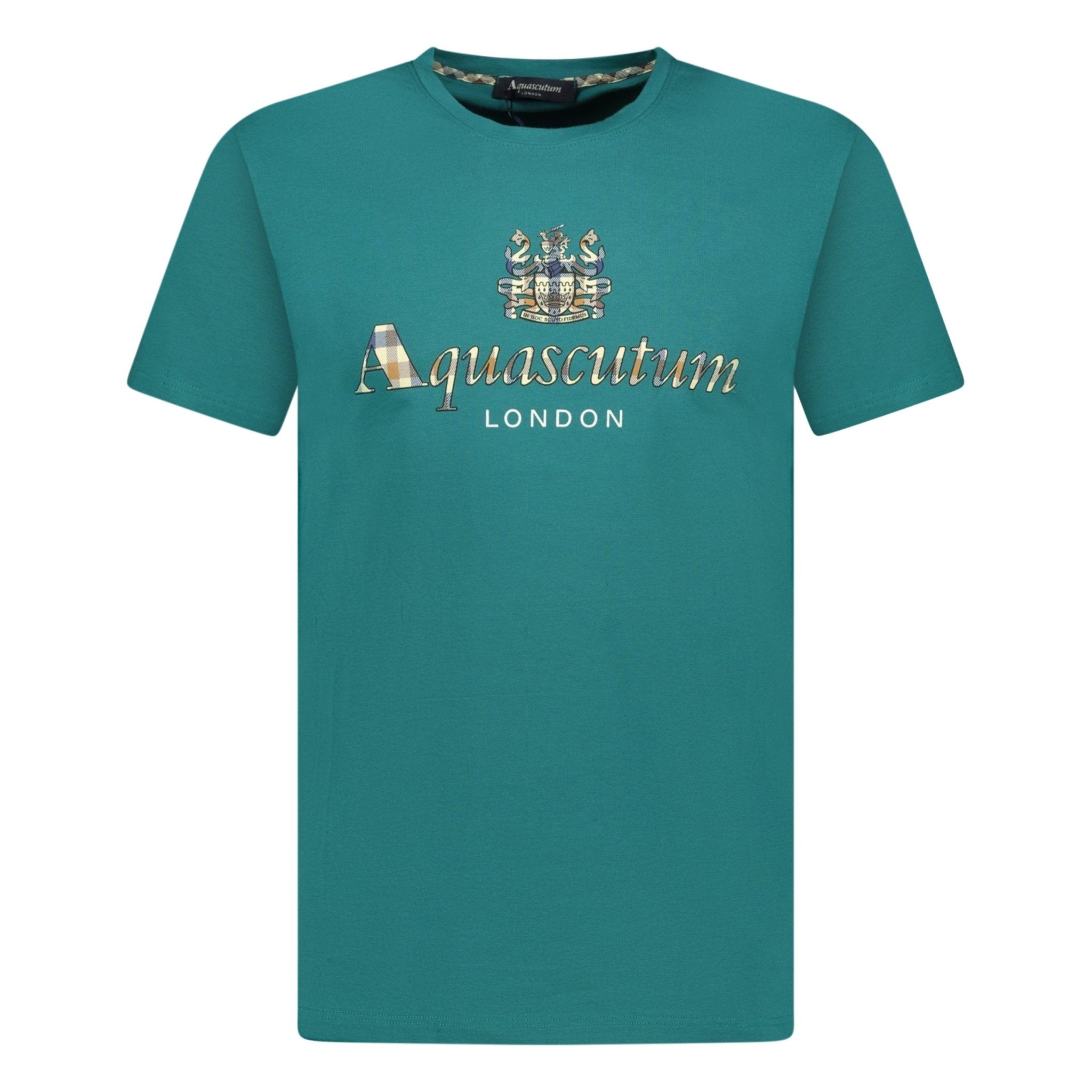 Aquascutum Chest Check Logo T-Shirt Teal