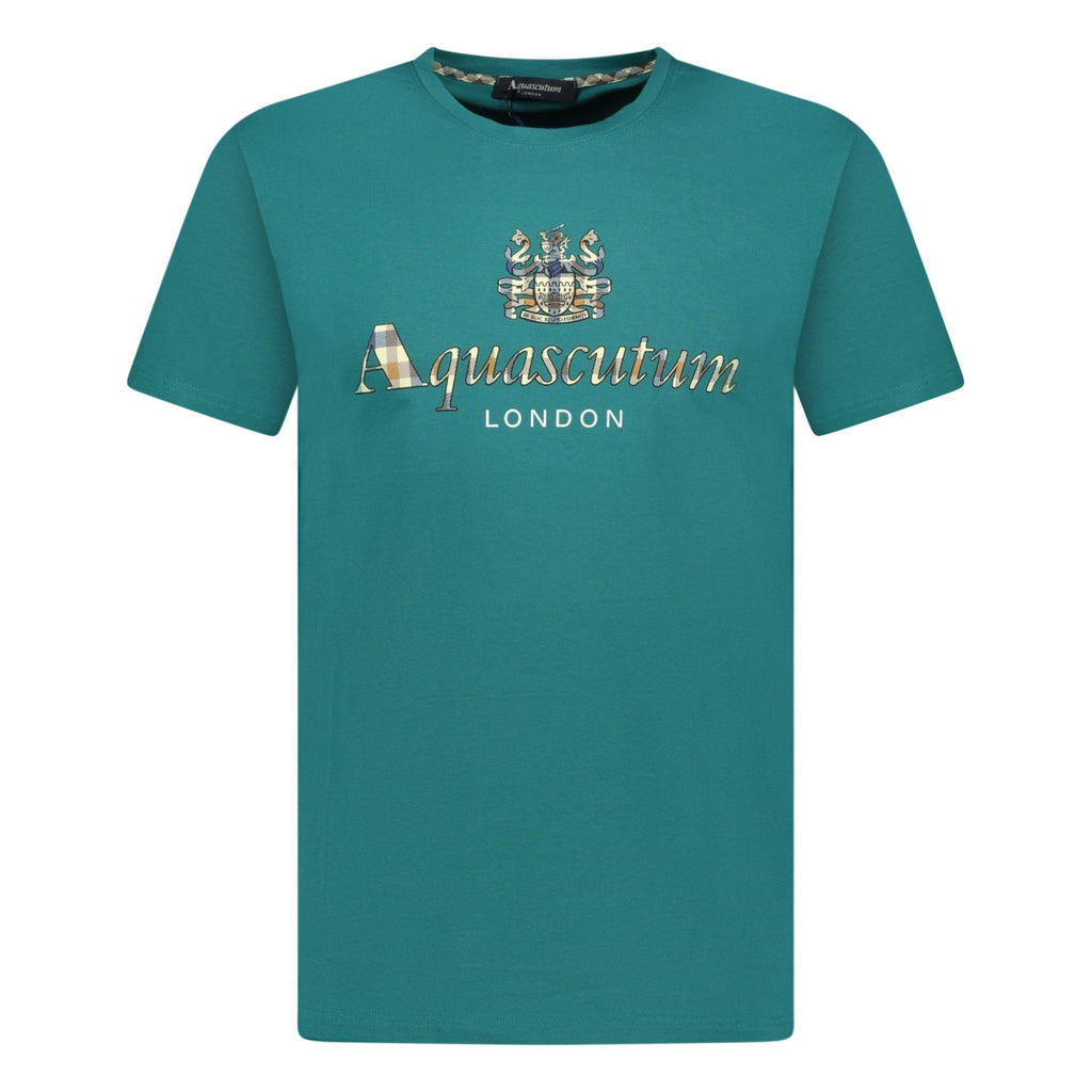 Aquascutum Chest Check Logo T-Shirt Teal - Boinclo ltd - Outlet Sale Under Retail