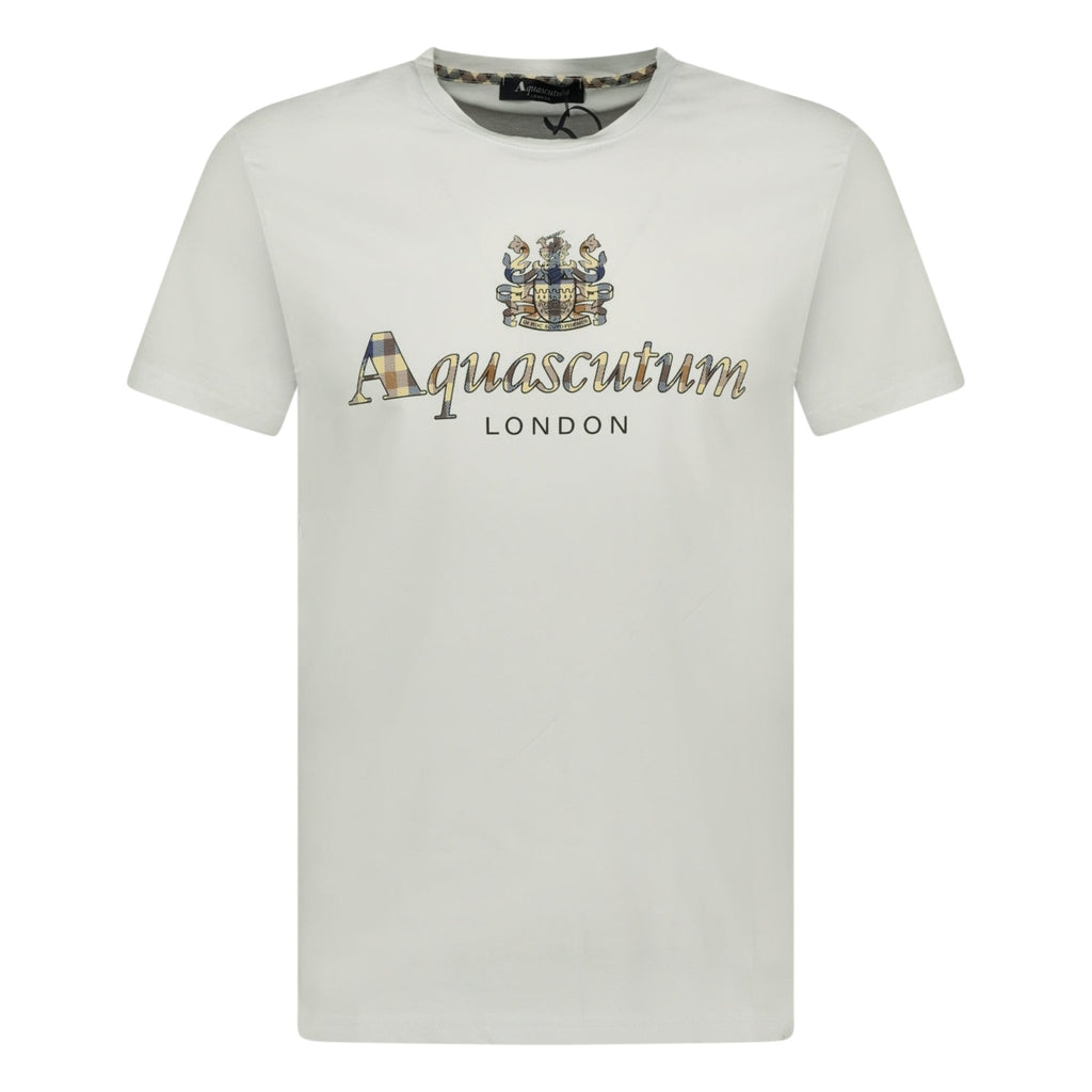 Aquascutum Chest Check Logo T-Shirt White - Boinclo ltd - Outlet Sale Under Retail