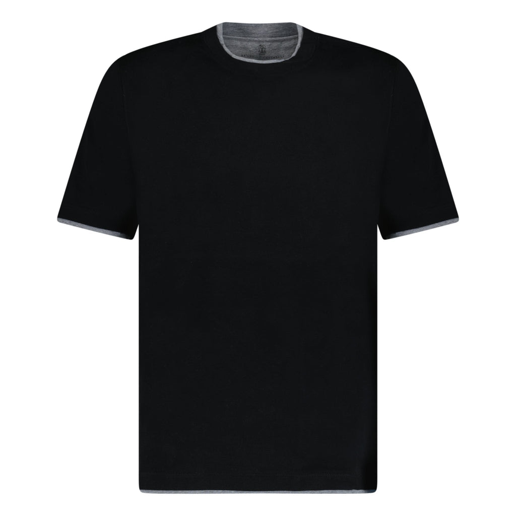 Brunello Cucinelli Double Crew Neck T-Shirt Black & Grey - Boinclo ltd - Outlet Sale Under Retail