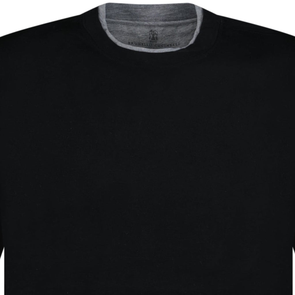 Brunello Cucinelli Double Crew Neck T-Shirt Black & Grey - Boinclo ltd - Outlet Sale Under Retail