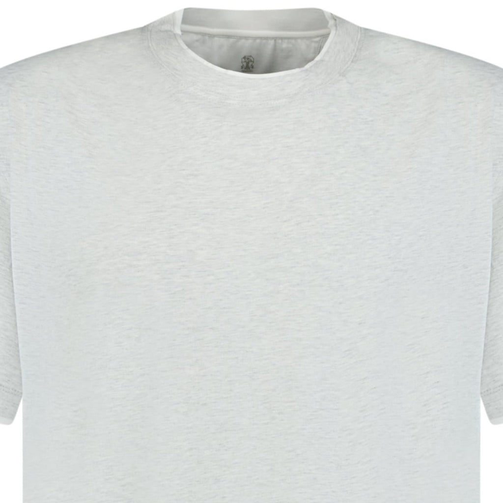 Brunello Cucinelli Double Crew Neck T-Shirt Grey & White - Boinclo ltd - Outlet Sale Under Retail