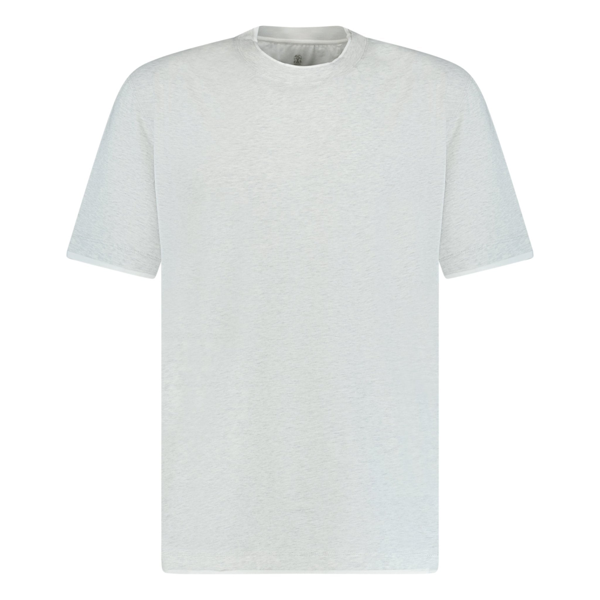 Brunello Cucinelli Double Crew Neck T-Shirt Grey & White