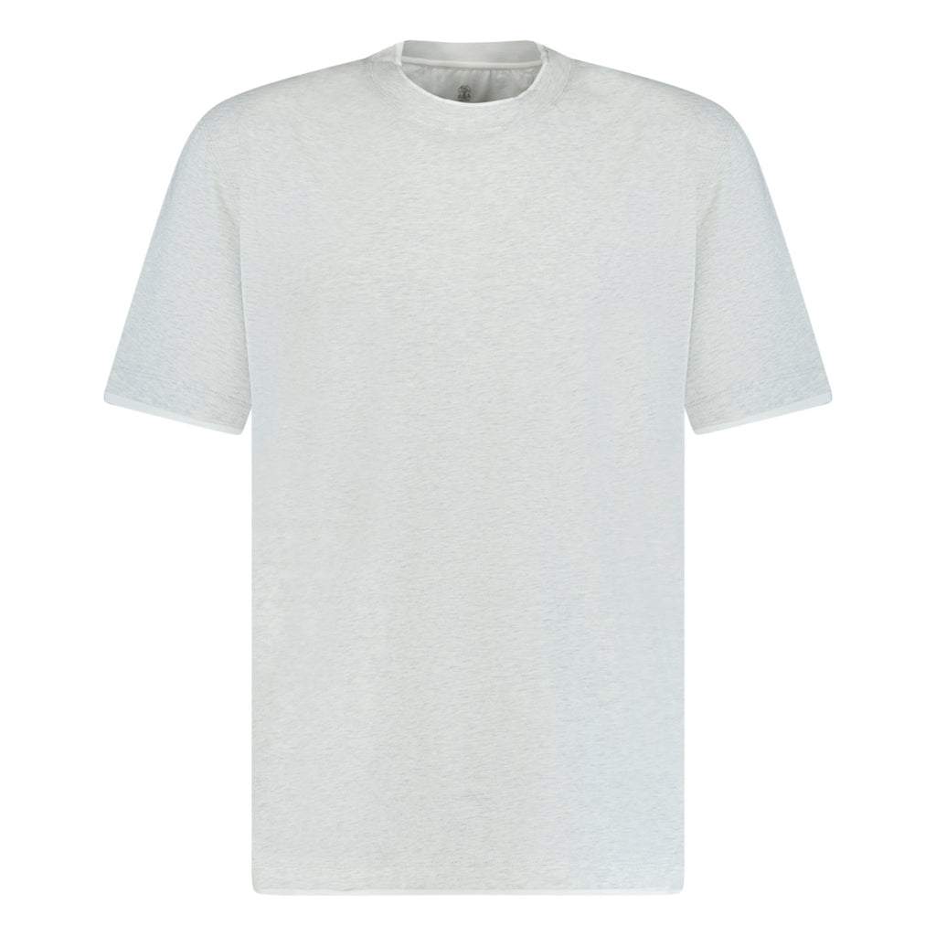 Brunello Cucinelli Double Crew Neck T-Shirt Grey & White - Boinclo ltd - Outlet Sale Under Retail