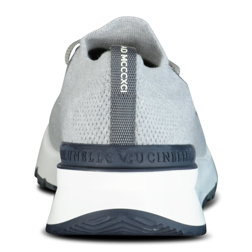 Brunello Cucinelli Leather-Trimmed Knit Sneakers Grey - Boinclo ltd - Outlet Sale Under Retail