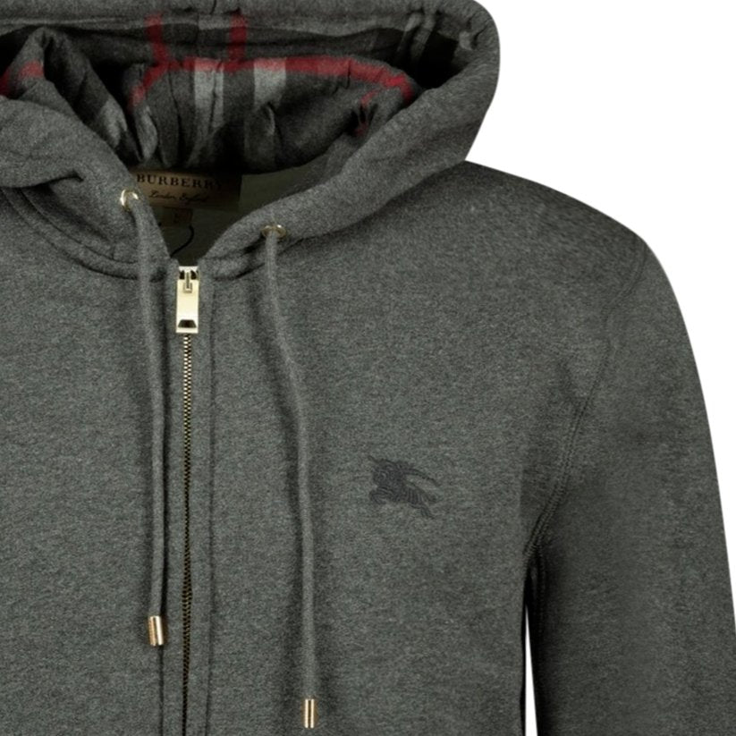Burberry 'Clarendon' Check Hoodie Sweatshirt Dark Grey - Boinclo ltd - Outlet Sale Under Retail
