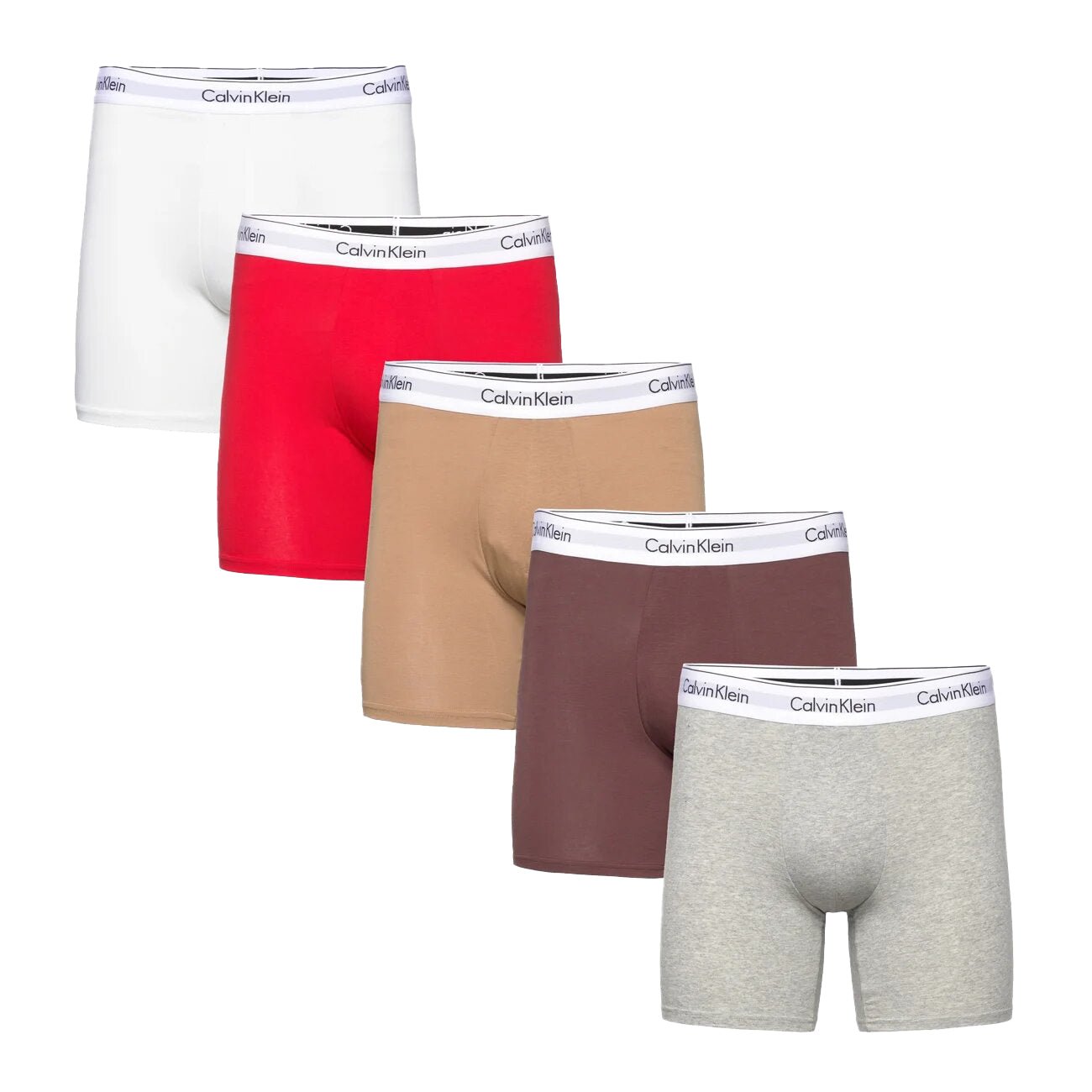 Calvin Klein Modern Cotton Stretch Boxers White,Red,Beige,Brown,Grey (5  Pack), Boinclo ltd