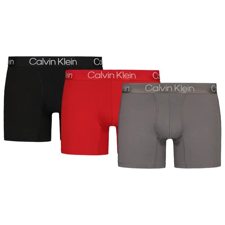 Calvin Klein Modern Structure Boxers Black,Red,Grey (3 Pack) - Boinclo ltd - Outlet Sale Under Retail