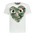 Comme Des Garcons Big Camo Print Red Heart T-Shirt White - Boinclo ltd - Outlet Sale Under Retail