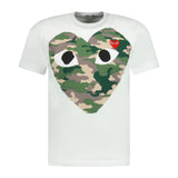 Comme Des Garcons Big Camo Print Red Heart T-Shirt White - Boinclo ltd - Outlet Sale Under Retail