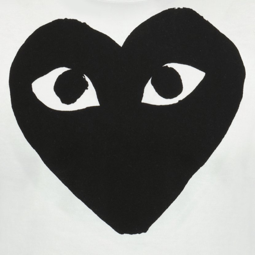 Comme Des Garcons Big Print Black Heart T-Shirt White - Boinclo ltd - Outlet Sale Under Retail