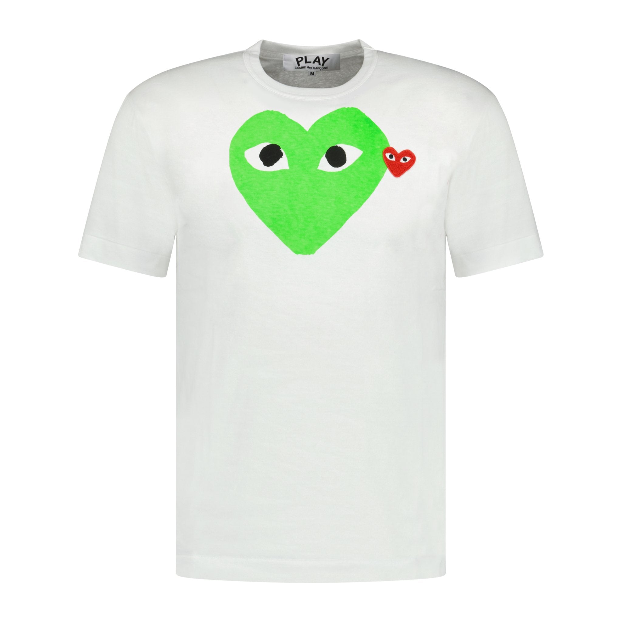 Comme Des Garcons Big Print Green Heart T-Shirt White