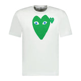 Comme Des Garcons Big Print Green Heart T-Shirt White - Boinclo ltd - Outlet Sale Under Retail