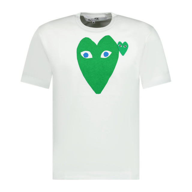 Comme Des Garcons Big Print Green Heart T-Shirt White - Boinclo ltd - Outlet Sale Under Retail