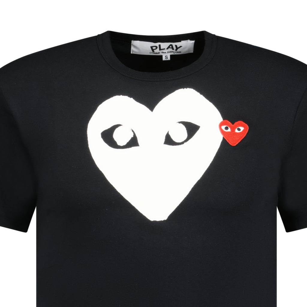 Comme Des Garcons Big Print White Heart T-Shirt Black - Boinclo ltd - Outlet Sale Under Retail
