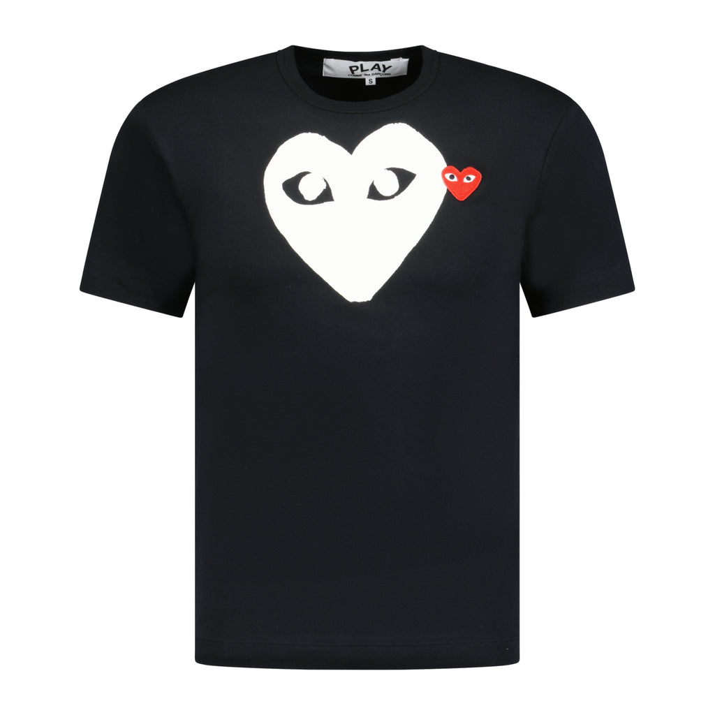 Comme Des Garcons Big Print White Heart T-Shirt Black - Boinclo ltd - Outlet Sale Under Retail