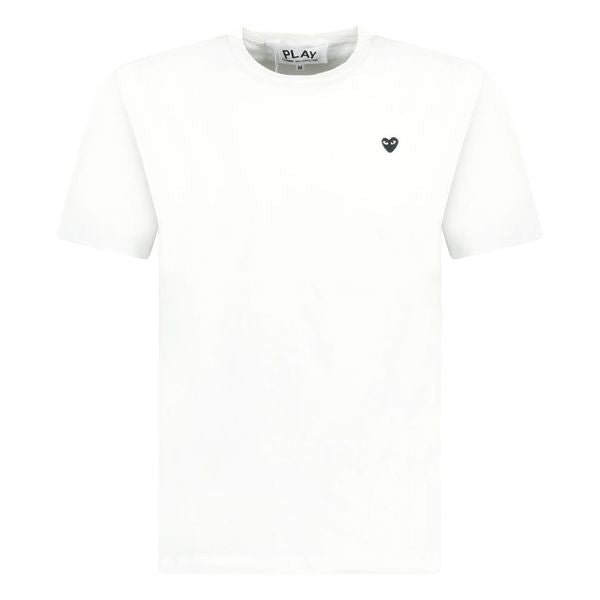 Comme Des Garcons Small Black Stitch Heart T-Shirt White