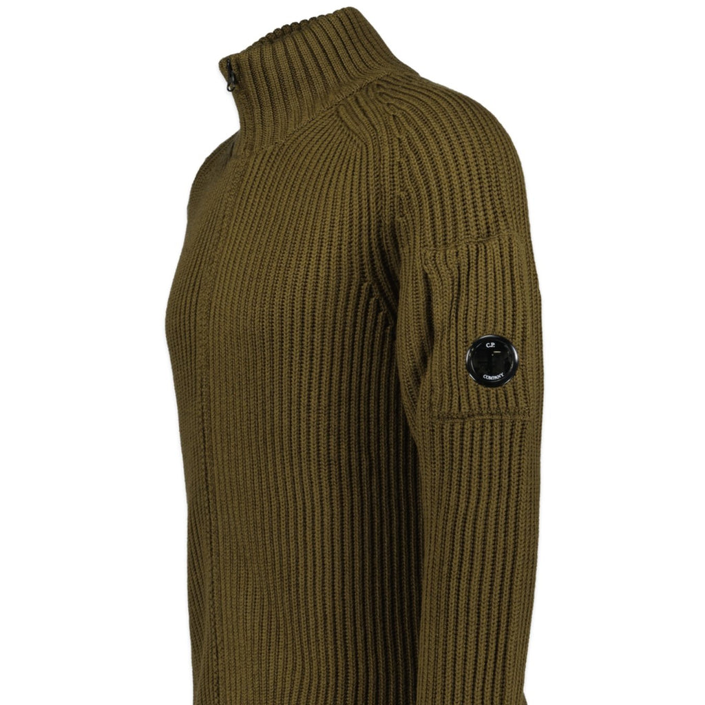 CP Company Arm Lens Wool Knit Sweatshirt Khaki - Boinclo ltd - Outlet Sale Under Retail
