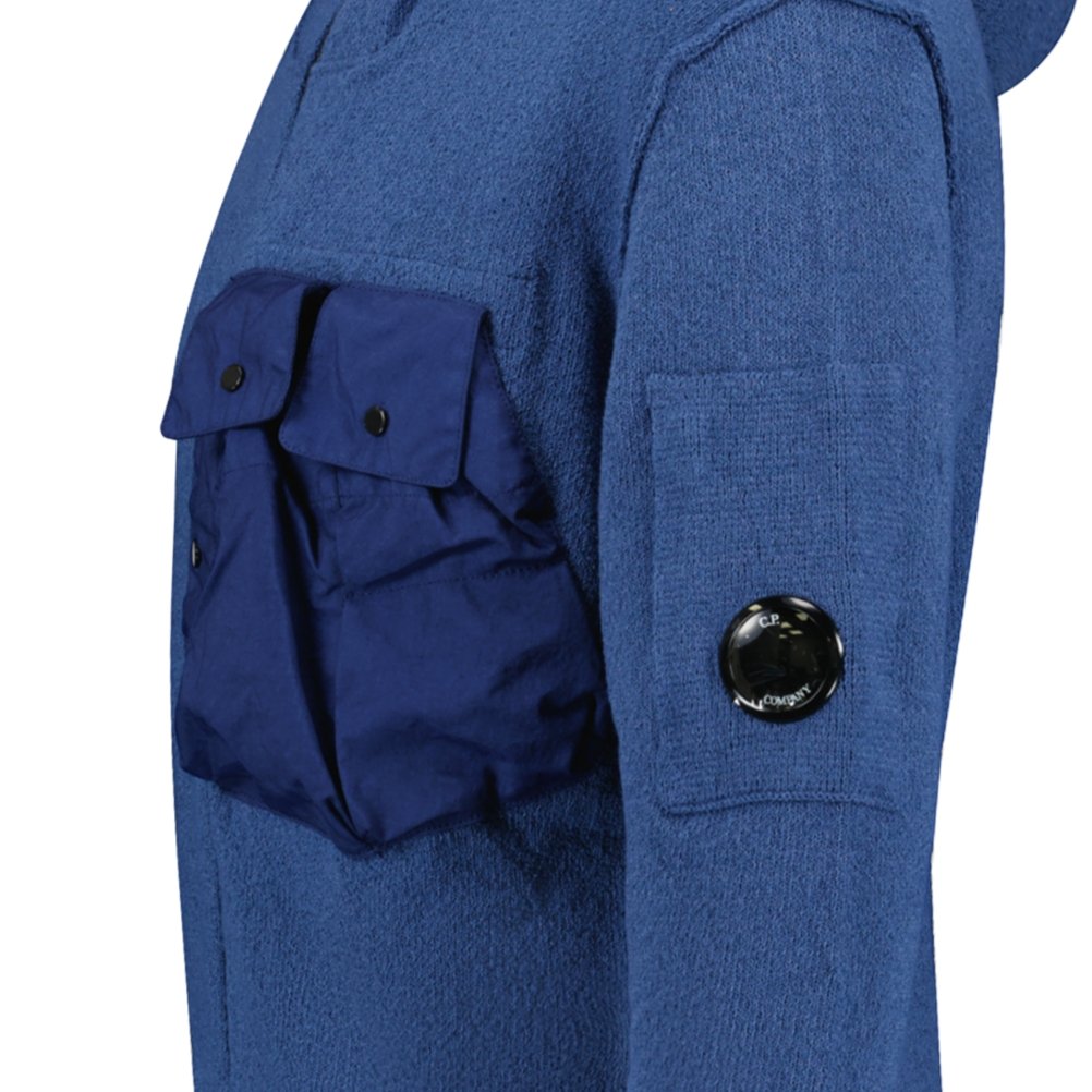 CP Company Sponge Knit Arm Lens Hooded Sweatshirt Blue - Boinclo ltd - Outlet Sale Under Retail