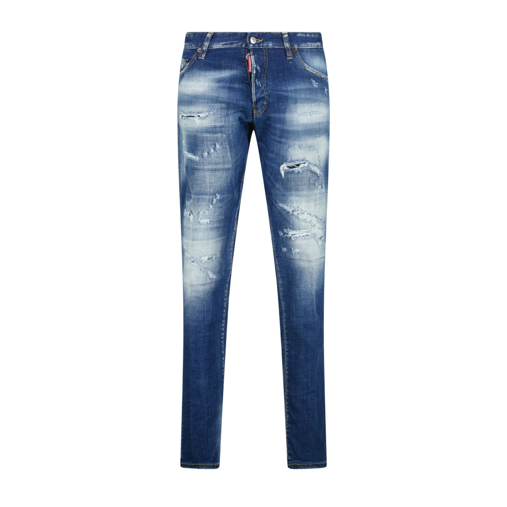 DSquared2 'Cool Guy' Beige Logo Slim Fit Jeans Blue - Boinclo ltd - Outlet Sale Under Retail