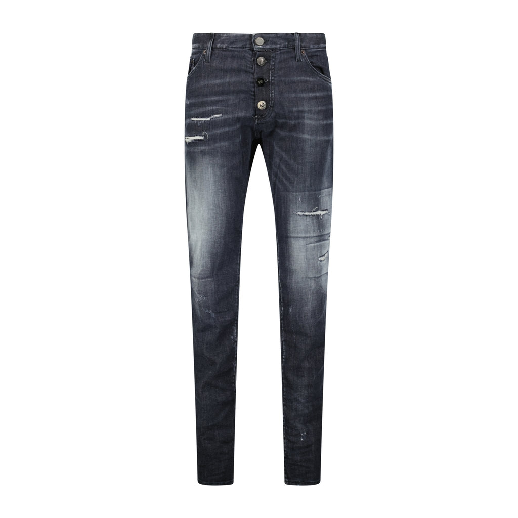 DSquared2 'Cool Guy' Felt Logo Slim Fit Jeans Black - Boinclo ltd - Outlet Sale Under Retail