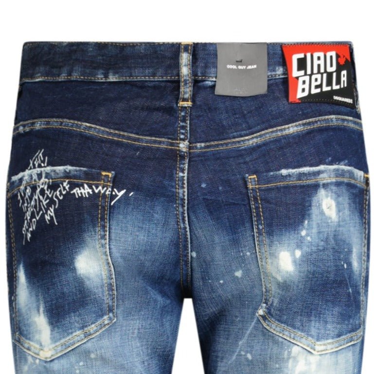 DSquared2 'Cool Guy Jean' 'Ciao Bella' Paint Splatter Jeans Blue - Boinclo ltd - Outlet Sale Under Retail