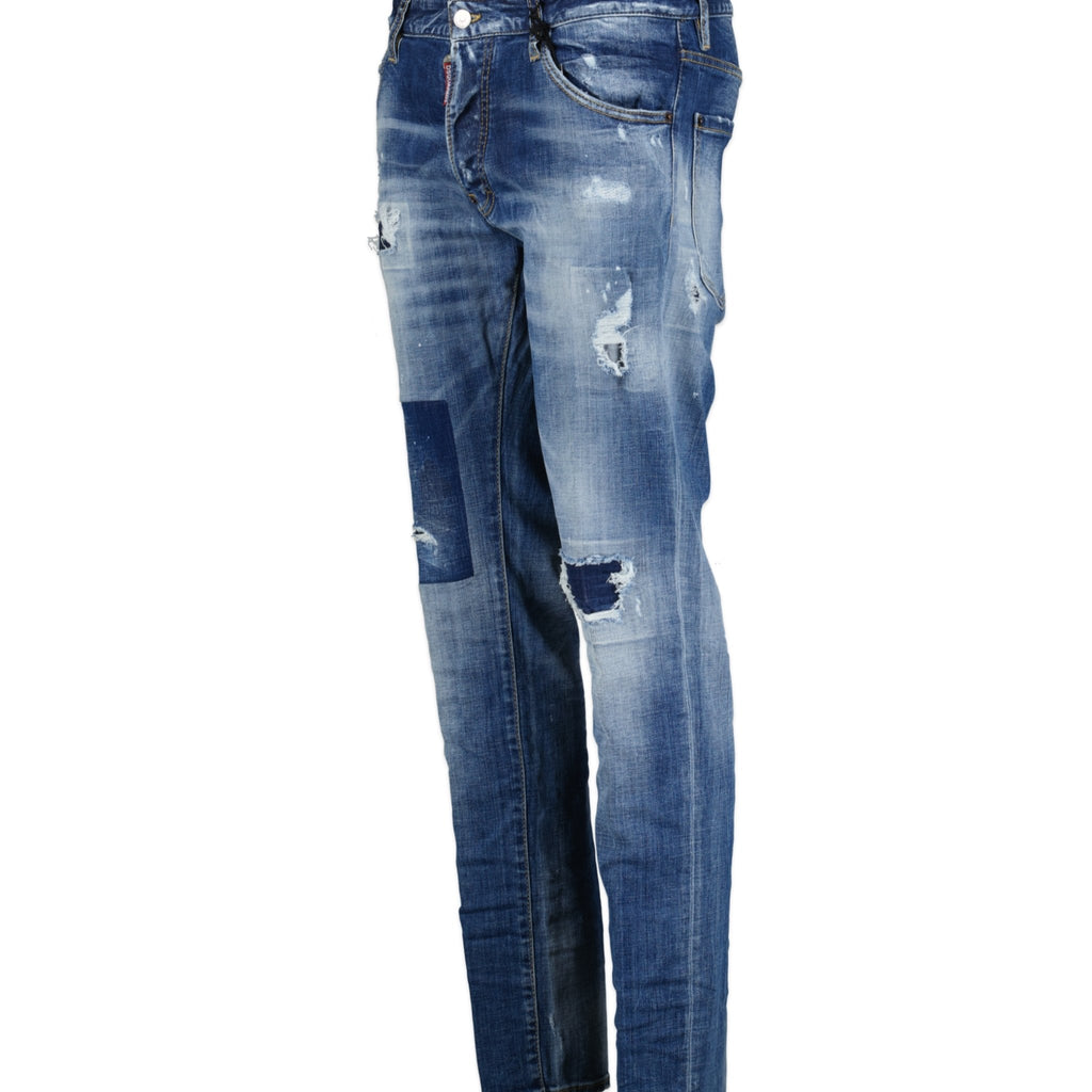 DSquared2 'Cool Guy' Orange Logo Slim Fit Jeans Blue - Boinclo ltd - Outlet Sale Under Retail