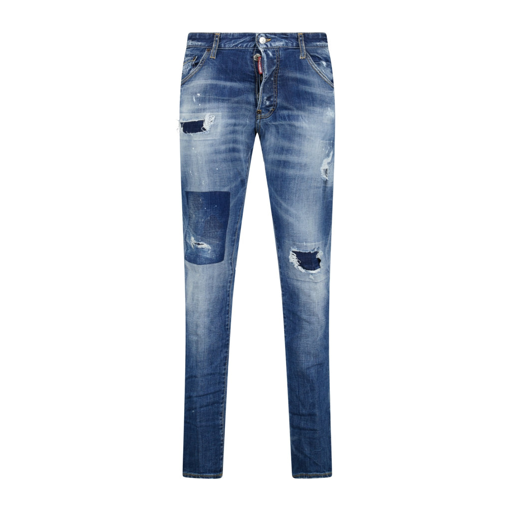 DSquared2 'Cool Guy' Orange Logo Slim Fit Jeans Blue - Boinclo ltd - Outlet Sale Under Retail