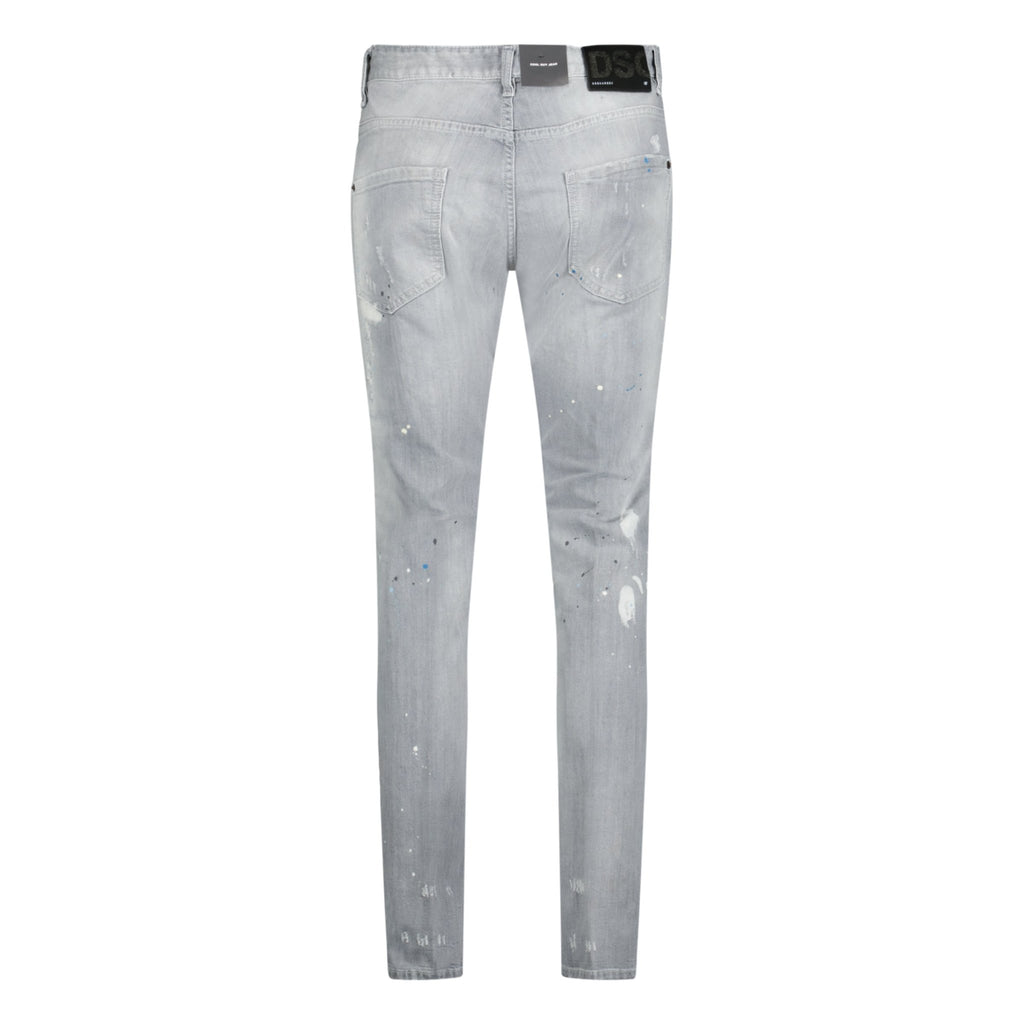 DSquared2 'Cool Guy' Paint Splash Logo Slim Fit Jeans Light Grey - Boinclo ltd - Outlet Sale Under Retail