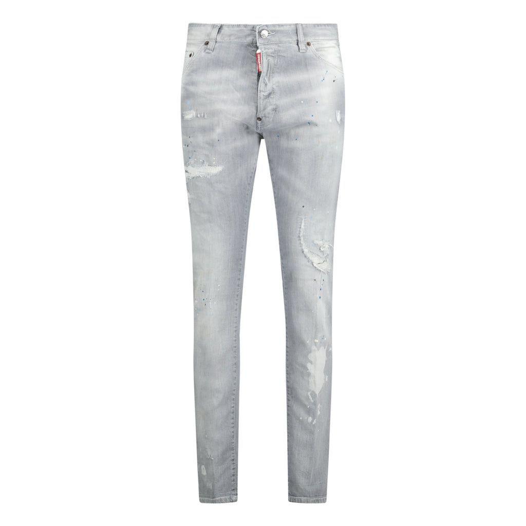 DSquared2 'Cool Guy' Paint Splash Logo Slim Fit Jeans Light Grey - Boinclo ltd - Outlet Sale Under Retail