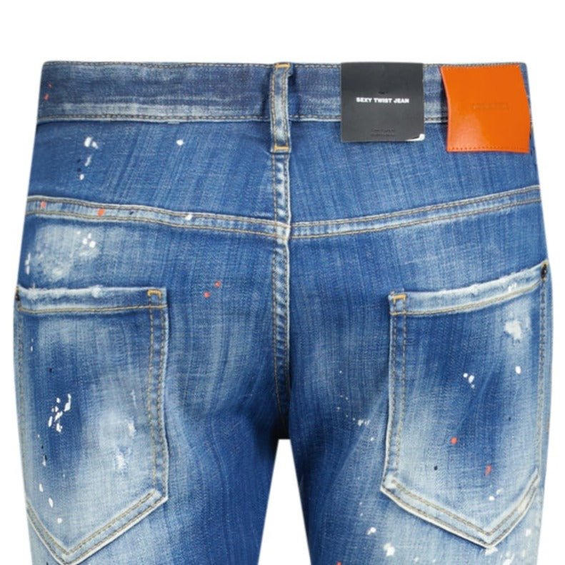 DSquared2 'Skater Jean' 'I love' Paint Splatter Jeans Blue - Boinclo ltd - Outlet Sale Under Retail