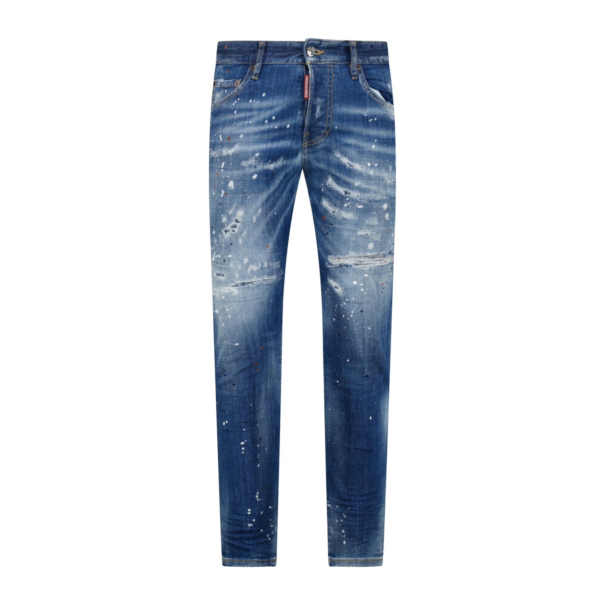 DSquared2 'Skater Jean' Orange & White Paint Splatter Jeans Blue